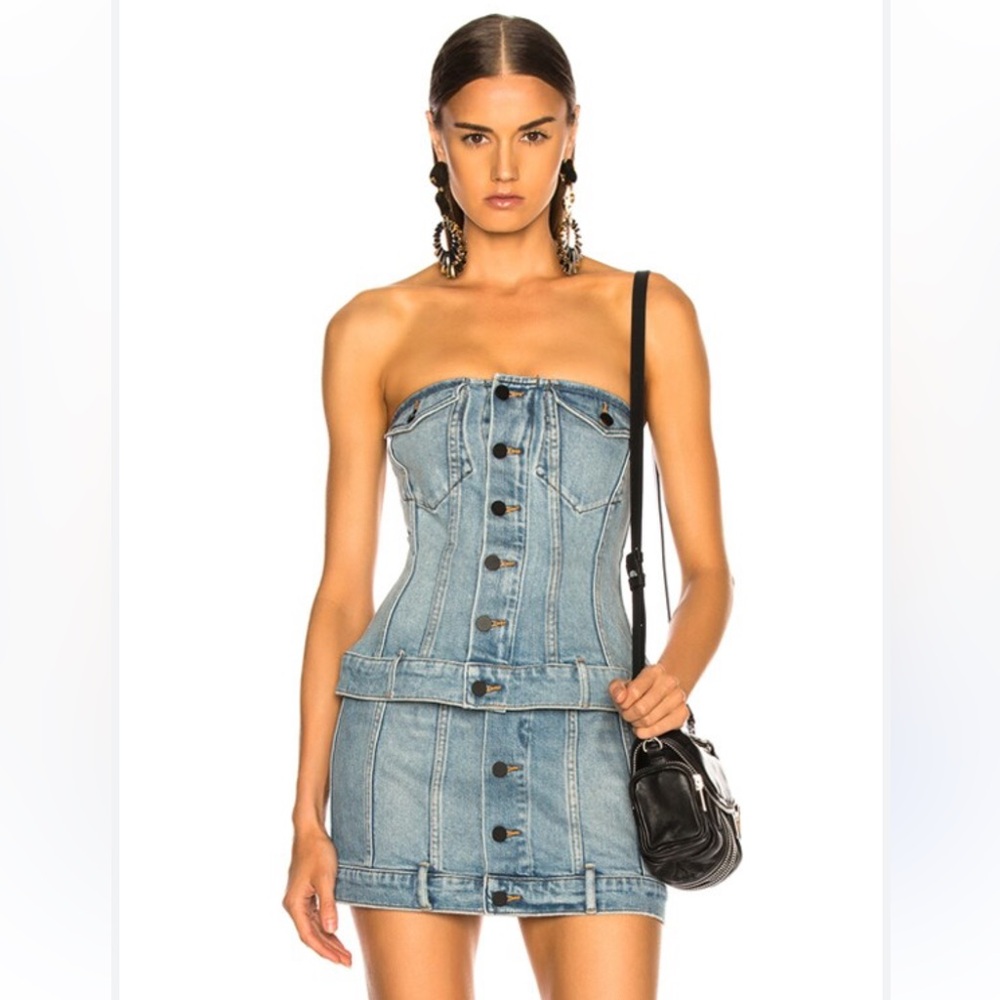 Alexander Wang Denim Strapless Button-Up Outfil